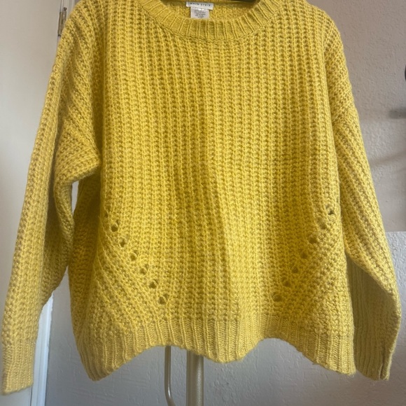 Main Strip Vibrant Yellow Boxy Knit Sweater Size Small - Picture 5 of 12